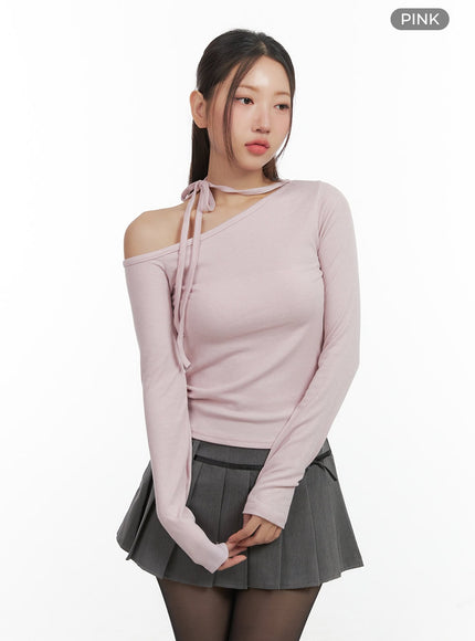 ribbon-one-shoulder-top-co417 / Pink