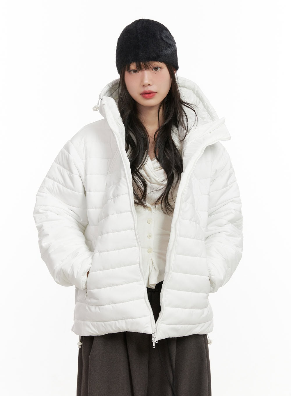 oversized-hooded-puffer-jacket-cj501 / White