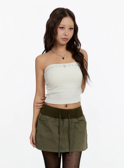 studded-tube-top-cn527 / White