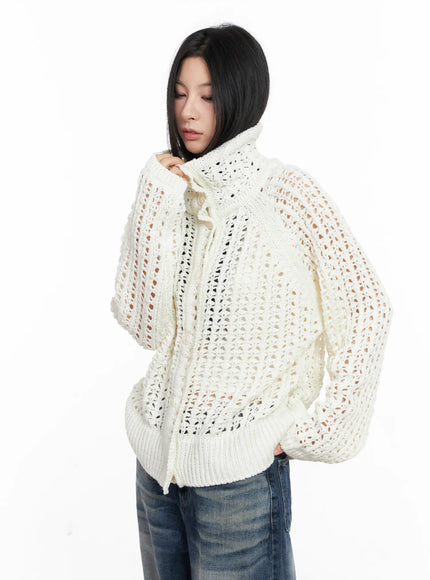shell-oversized-button-knit-cardigan-cc1109 / White