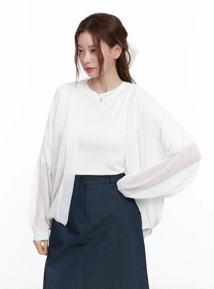 sheer-loose-fit-cardigan-cg521 / Whtie