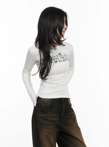 trendy-graphic-long-sleeve-tee-cd508 / White
