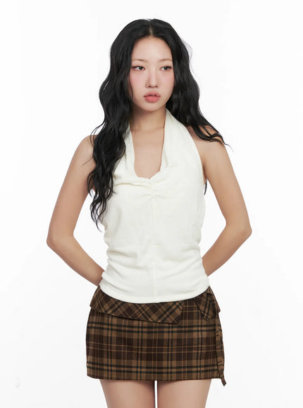 shirred-halter-neck-top-cn514 / White