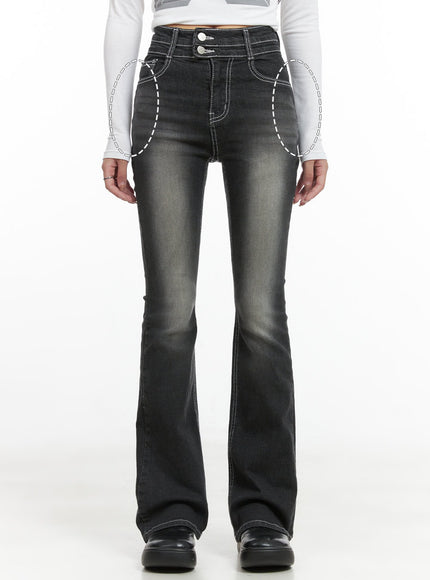 Gigi Two-Button Slim Bootcut Jeans CG421