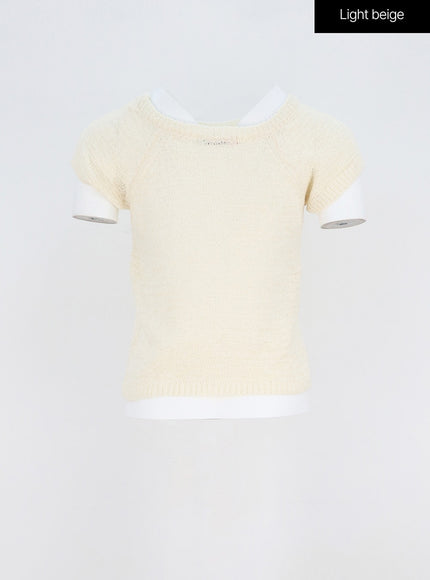 Short Sleeve Mesh Sweater OY310