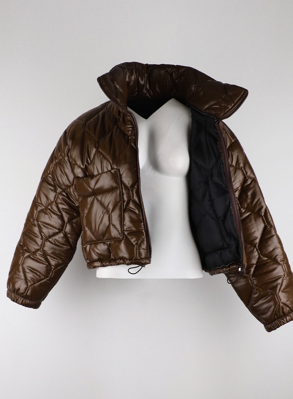 Shiny quilted best sale puffer jacket