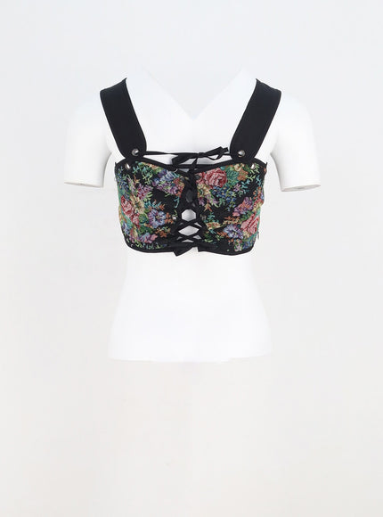 Flower Cropped Corset Top BY303