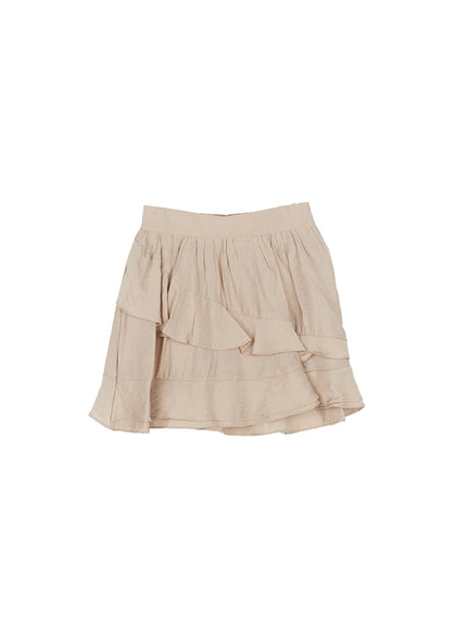 asymmetric-frill-flair-mini-skirt-cy526 / Beige