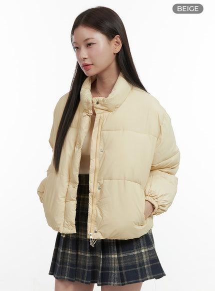 basic-puffer-jacket-oo416 / Beige