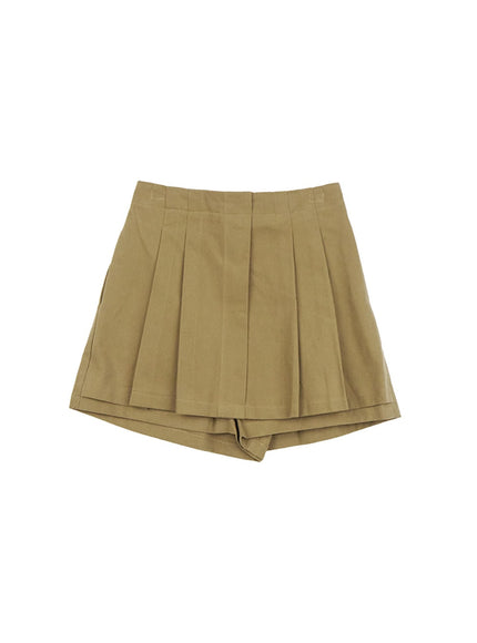 pleated-mini-skort-cd406 / Beige