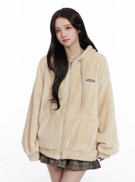 cozy-fleece-zip-up-hoodie-cn527 / Beige