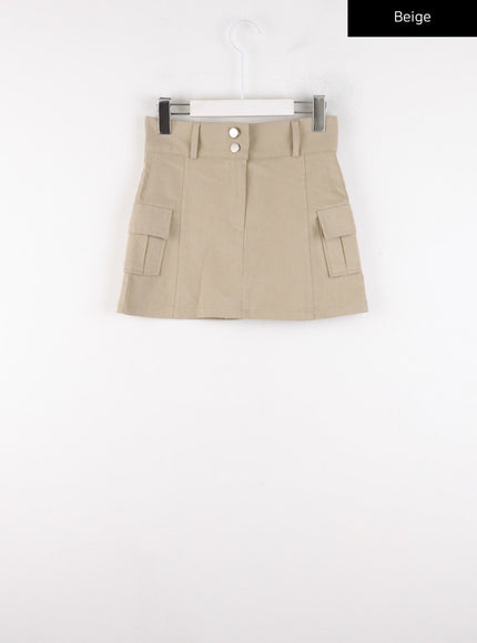 cargo-two-button-mini-skirt-cd304 / Beige