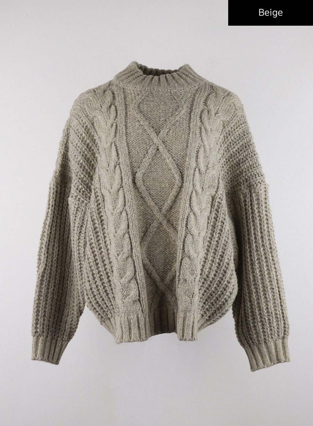 oversized-cable-knit-sweater-unisex-cd321 / Beige