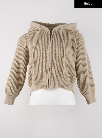 cozy-hooded-solid-knit-jacket-cd322 / Beige
