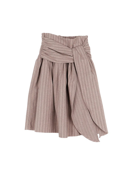 stripe-wrap-midi-skirt-cd529 / Beige