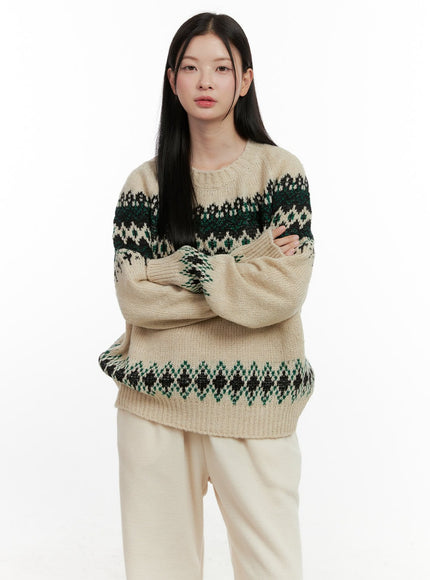 nordic-cozy-knit-sweater-on408 / Beige