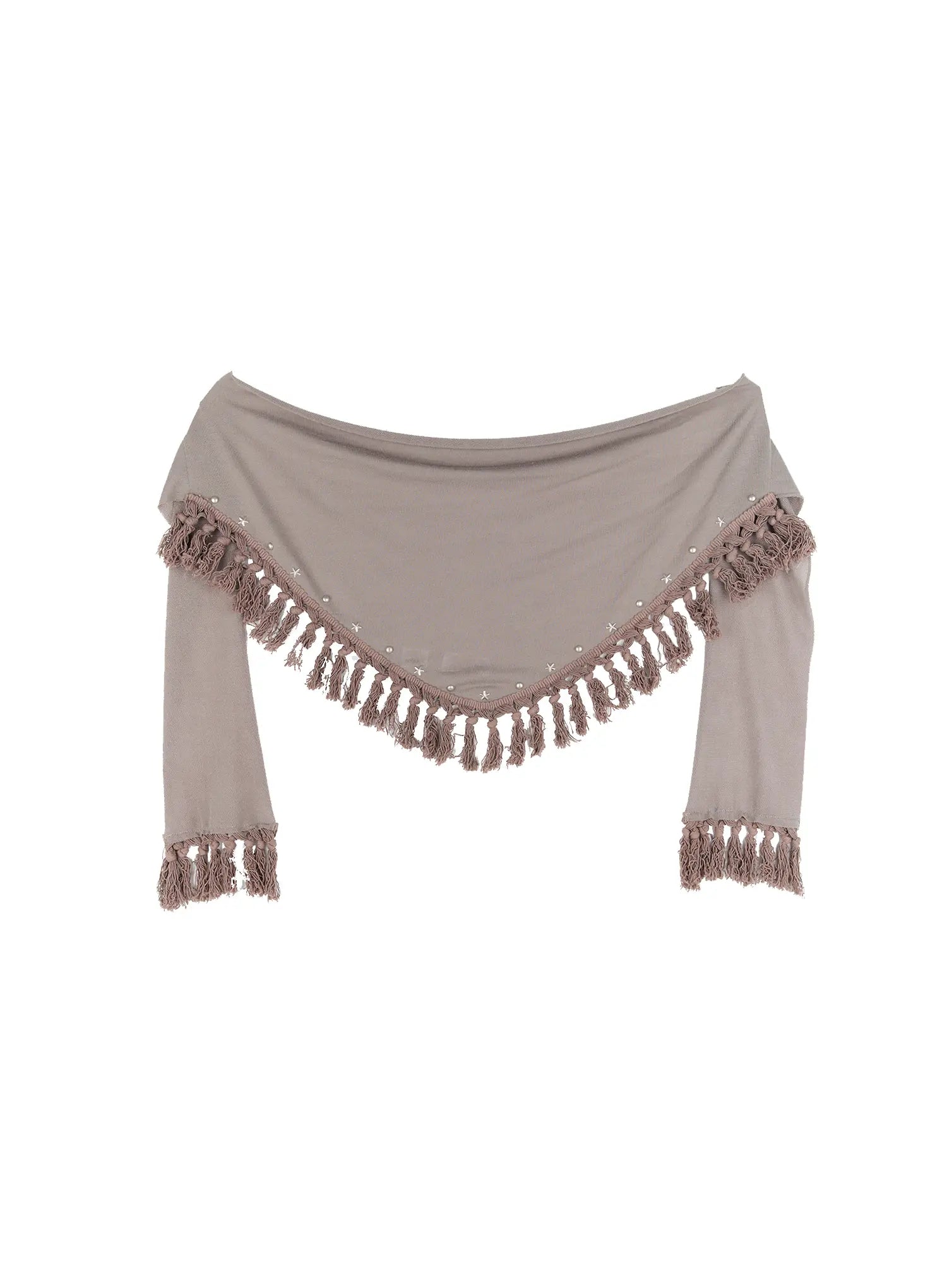 western-fringe-scarf-strapless-top-cs511 / Beige