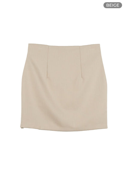 high-waist-basic-mini-skirt-ol423 / Beige