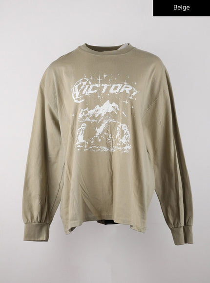 victory-graphic-lettering-oversized-tee-cd328 / Beige