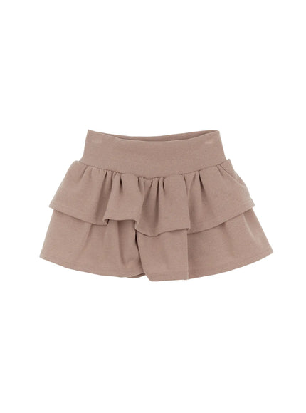 double-layer-pleated-mini-skirt-cn517 / Beige