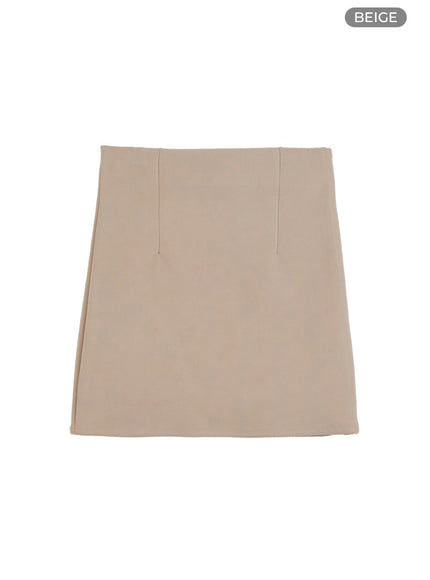 basic-slim-mini-skirt-og429 / Beige