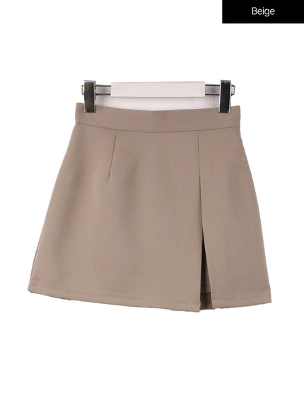 slit-mini-skirt-cf414 / Beige