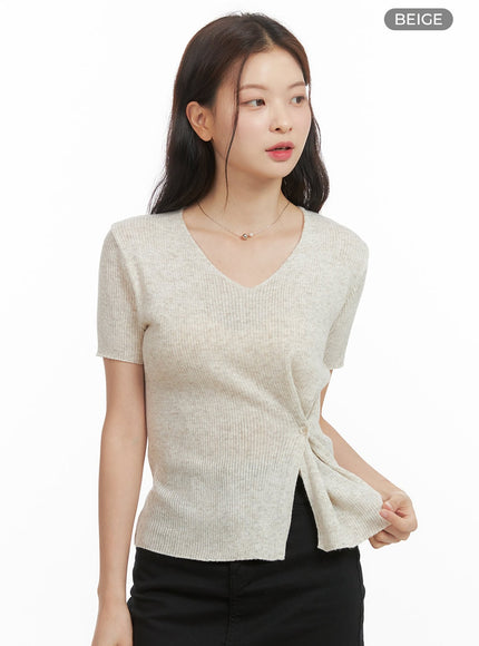 side-buttoned-top-oy417 / Beige