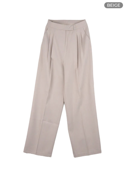 pintuck-loose-fit-trousers-oy409 / Beige