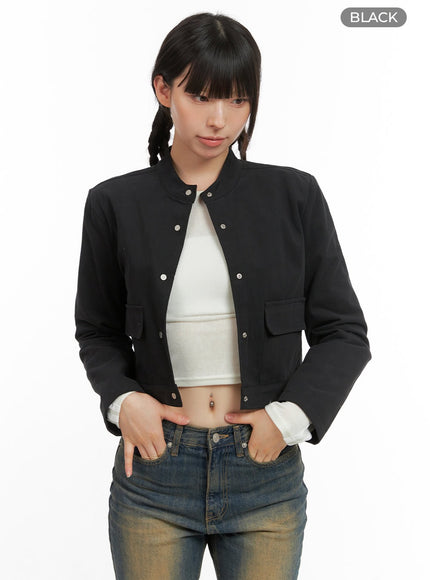 solid-suede-crop-jacket-cg419 / Black