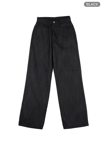 solid-summer-straight-fit-pants-ou411 / Black