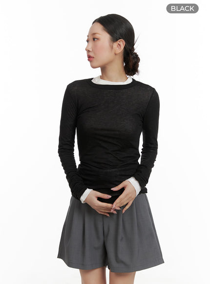 layered-long-sleeve-tee-ca409 / Black