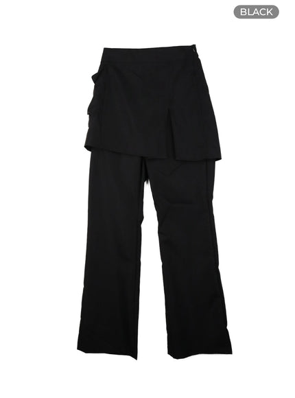 solid-skirt-over-pants-cm421 / Black