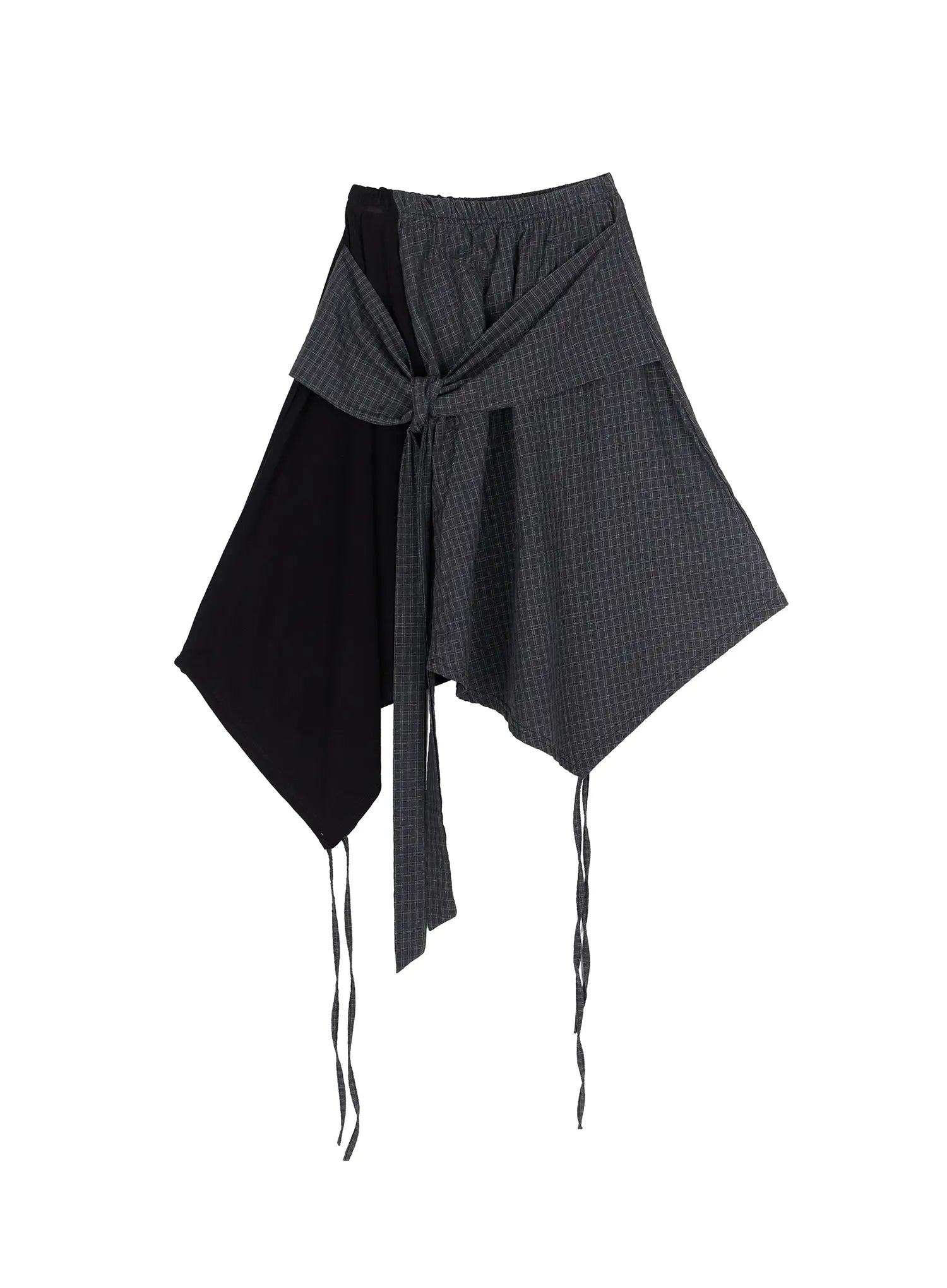 plaid-draped-midi-skirt-cu512 / Black
