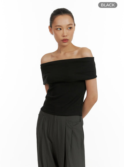 off-shoulder-solid-top-cu414 / Black