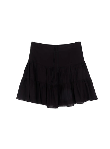 tiered-midi-skirt-cm512 / Black