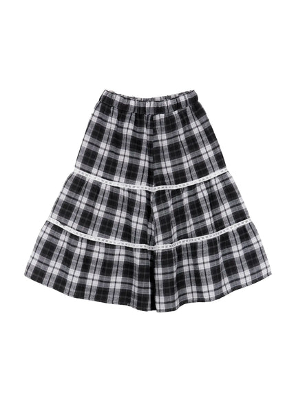 plaid-ruffle-midi-skirt-co522 / Black