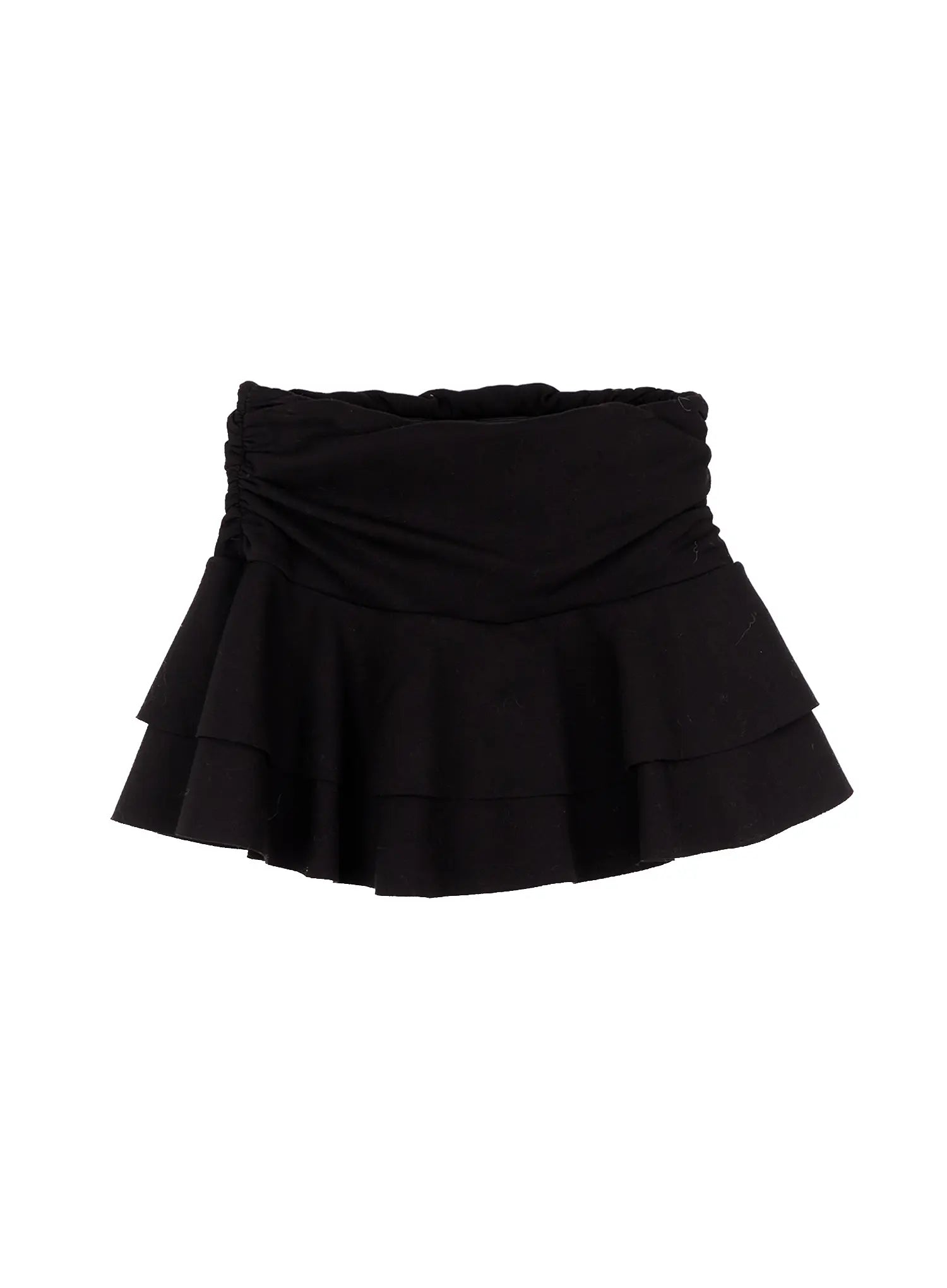 double-layer-ruffle-mini-skirt-cn517 / Black