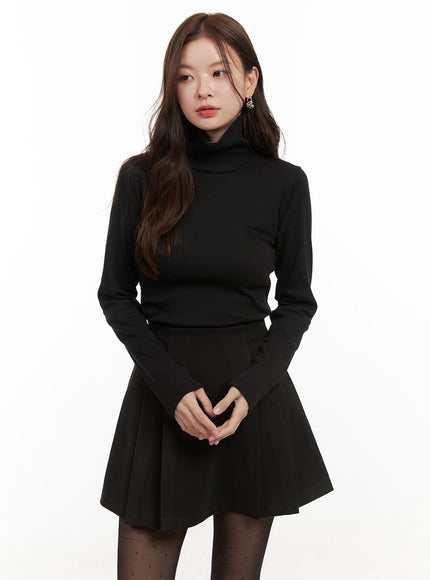 classic-solid-cotton-turtleneck-top-od403 / Black