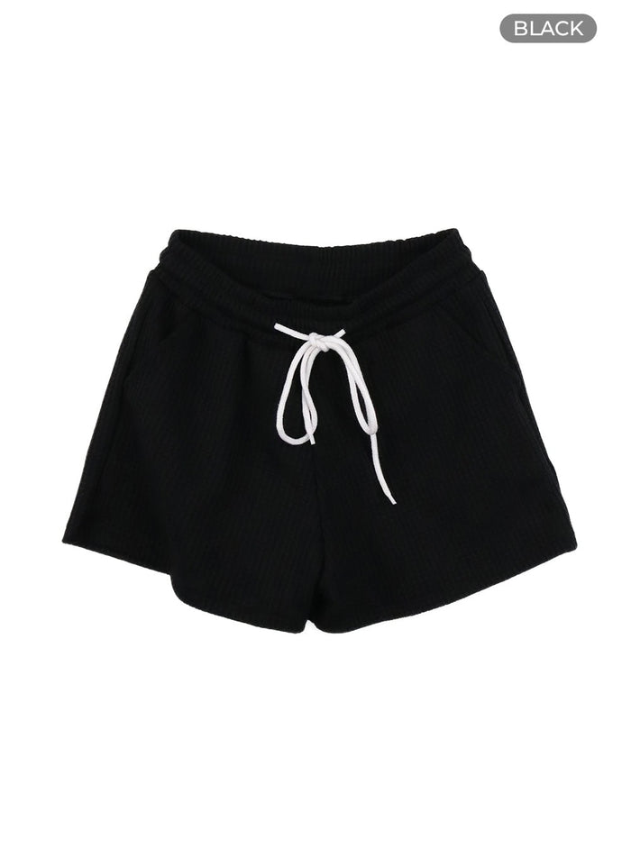 banding-cotton-mini-shorts-oa426 / Black