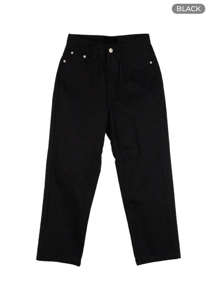 cotton-crop-straight-fit-pants-ou413 / Black