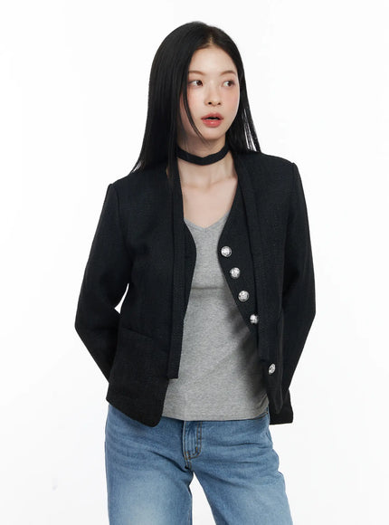 elegant-scarf-and-blazer-set-cj519 / Black