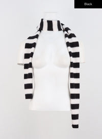 striped-knit-scarf-cn315 / Black
