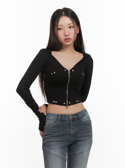 slim-fit-hooded-crop-top-cd416 / Black