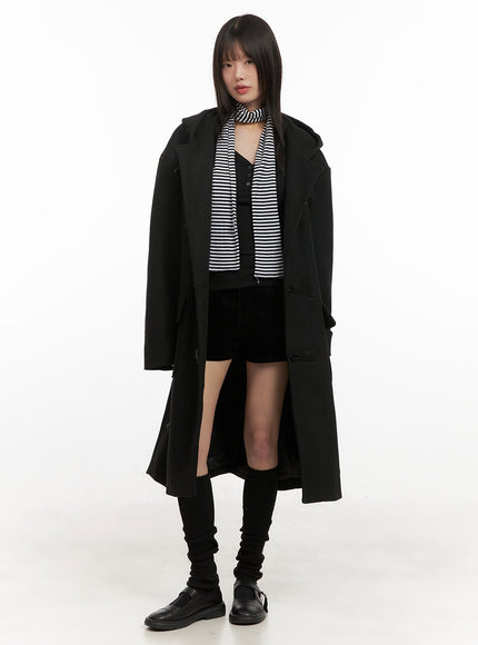 oversized-wool-blend-hooded-coat-cd425 / Black