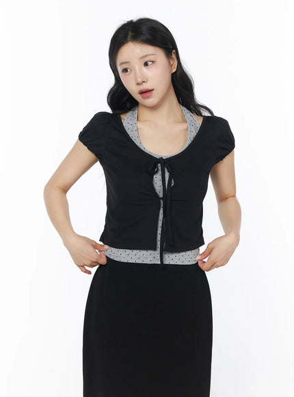 polka-dot-halter-layered-set-cd805 / Black
