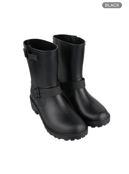 buckle-rubber-midi-boots-ol411 / Black