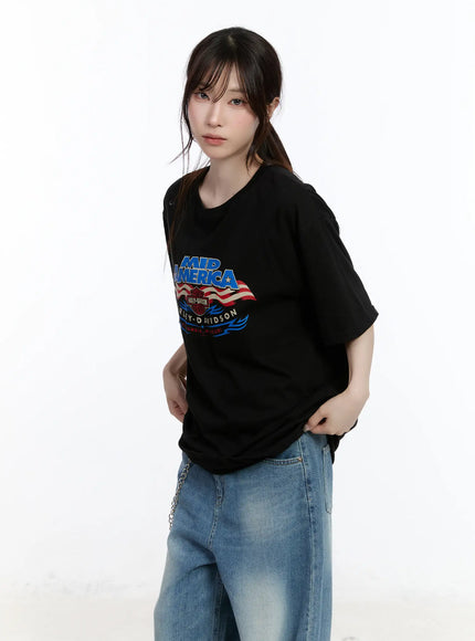 oversized-graphic-print-tee-ca503 / Black