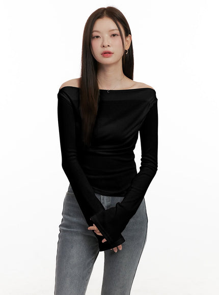 elegant-one-shoulder-top-on422 / Black