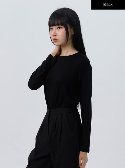 comfy-round-neck-t-shirt-io326 / Black