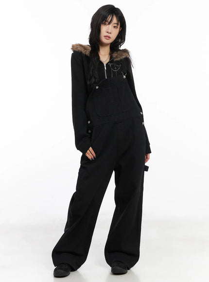 wide-leg-pocket-overalls-cd501 / Black